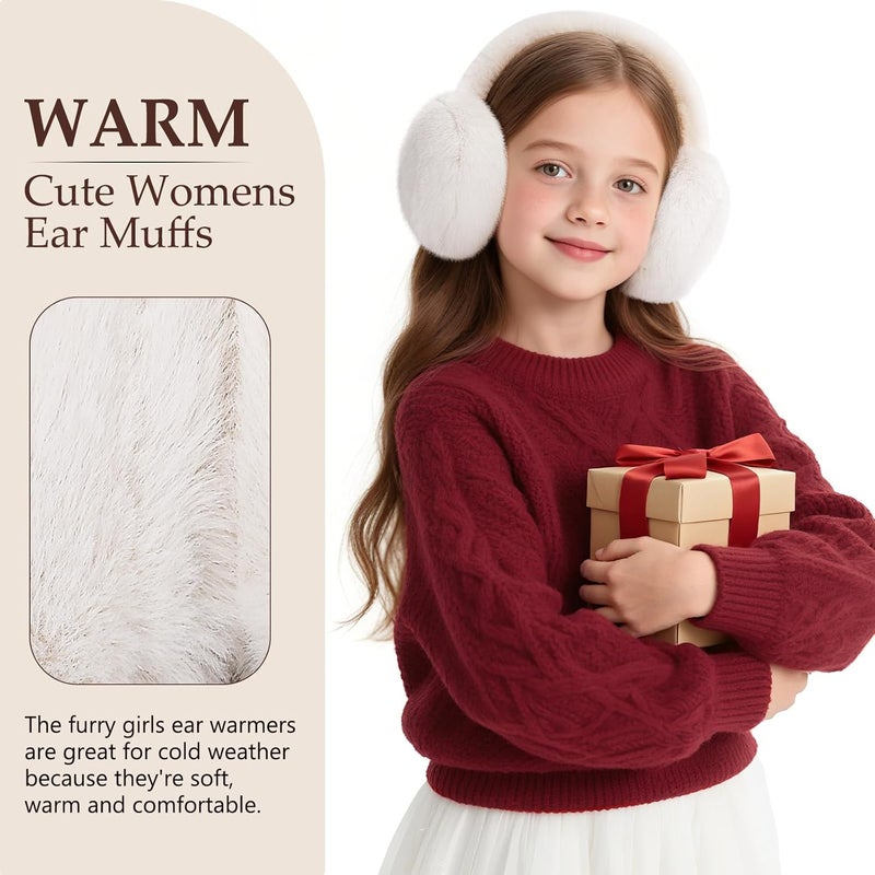 Clothclose Ear Muffs for Kids - Furry Ear Muffs for Winter Women Girls Boys, Foldable Cozy Winter Earmuffs Warmers - Image 4